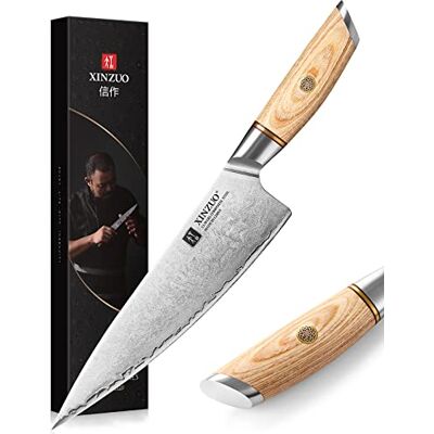 XINZUO 21,2 cm kockkniv komposit stål 10Cr15CoMoV, professionell kockkniv rostfritt stål kökskniv 3 lager komposit stål Gyuto kniv vasst blad japansk stil paketkawood handtag XINZUO 21,2 cm kockkniv komposit stål 10Cr15CoMoV, professionell kockkniv rostfritt stål kökskniv 3 lager komposit stål Gyuto kniv vasst blad japansk stil paketkawood handtag