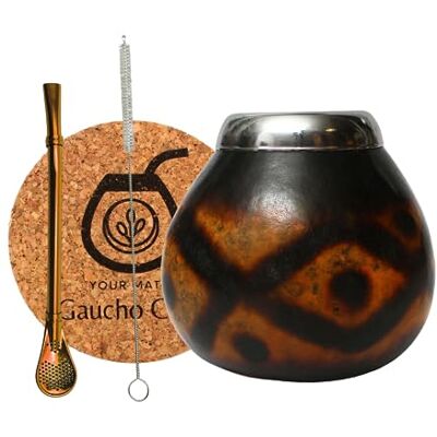 Gaucho Cebar set med naturlig kalebass för Yerba Mate-te Pumpakopp och sugrör i rostfritt stål Bombilla Straw Accessories – korkdyna och borste, brun Gaucho Cebar set med naturlig kalebass för Yerba Mate-te Pumpakopp och sugrör i rostfritt stål Bombilla Straw Accessories – korkdyna och borste, brun