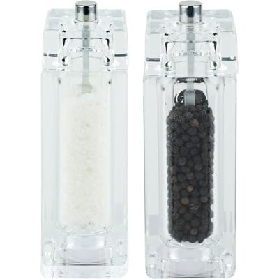 Grunwerg Gmill 14,5 cm salt- och pepparkvarnsuppsättning i akryl, med justerbar keramisk kvarn Grunwerg Gmill 14,5 cm salt- och pepparkvarnsuppsättning i akryl, med justerbar keramisk kvarn