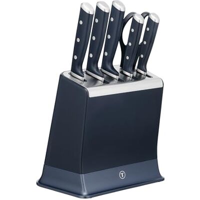Tefal EverSharp, 6 st knivset, knivblock med integrerade skärare, 5knivar, sax, hållbar skärkant, K297S744 Tefal EverSharp, 6 st knivset, knivblock med integrerade skärare, 5knivar, sax, hållbar skärkant, K297S744