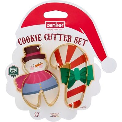 Zenker 2 st kakskärare snögubbe och sockerpinne, rostfritt stålmaterial guldfärg, snögubbe storlek 9,5 x 5,5 cm 9 x 6 cm Zenker 2 st kakskärare snögubbe och sockerpinne, rostfritt stålmaterial guldfärg, snögubbe storlek 9,5 x 5,5 cm 9 x 6 cm