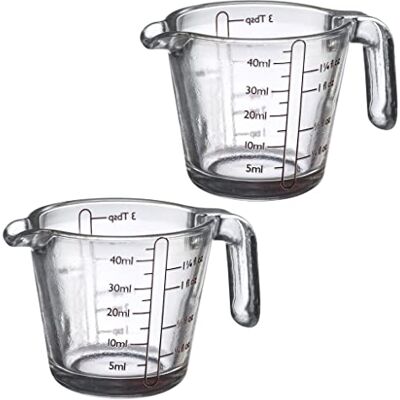 Westmark 2 minimätglas, 40 ml, 4 olika skalor, ugnstålig, mikrovågsugns- och fryssäker, Shorty, transparent/svart, 305522E3 Westmark 2 minimätglas, 40 ml, 4 olika skalor, ugnstålig, mikrovågsugns- och fryssäker, Shorty, transparent/svart, 305522E3