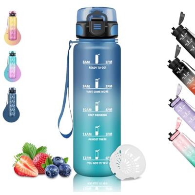 Grsta Vattenflaska, 1 liter flaska, läckagefri gymflaska, graderad vattenflaska, lätt att rengöra, motiverande vattenflaska med tidsskala, flaskor för yoga, camping, cykling, vandring Grsta Vattenflaska, 1 liter flaska, läckagefri gymflaska, graderad vattenflaska, lätt att rengöra, motiverande vattenflaska med tidsskala, flaskor för yoga, camping, cykling, vandring
