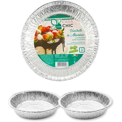 CasaChic Aluminiumbehållare för medium tårta, 2 st – rund engångsform för kakor och pizza (Ø 20 cm) CasaChic Aluminiumbehållare för medium tårta, 2 st – rund engångsform för kakor och pizza (Ø 20 cm)