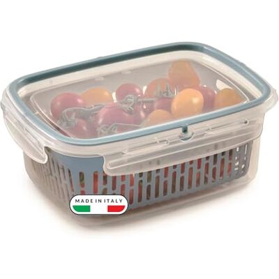 Snips Veggie Lock 1,8 LT rektangulär matlåda med avtagbart galler, 4 säkerhetsförslutningar, friskhetspackning, blå färg, 22,5 x 17,7 x 9 cm, tillverkad i Italien Snips Veggie Lock 1,8 LT rektangulär matlåda med avtagbart galler, 4 säkerhetsförslutningar, friskhetspackning, blå färg, 22,5 x 17,7 x 9 cm, tillverkad i Italien