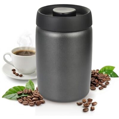 OTraki 1,2 l Hermetisk kaffeburk med vakuumlock, lufttät kaffeburk i rostfritt stål, vakuumbehållare, kaffeburk för förvaring av kaffebönor, te, nötter (svart) OTraki 1,2 l Hermetisk kaffeburk med vakuumlock, lufttät kaffeburk i rostfritt stål, vakuumbehållare, kaffeburk för förvaring av kaffebönor, te, nötter (svart)