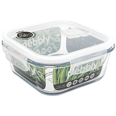 Pebbly Fyrkantig Matlåda I Glas, 800 Ml, Förvara, Värm Upp Och Ta Med Mat, 100% Lufttät Pebbly Fyrkantig Matlåda I Glas, 800 Ml, Förvara, Värm Upp Och Ta Med Mat, 100% Lufttät