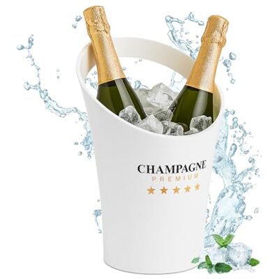Relaxdays champagnekylare, flaskkylare, 2 flaskor, kyler drycker, champagnekylare H x B x D: 29,5 x 21,5 x 23,5 cm, vit Relaxdays champagnekylare, flaskkylare, 2 flaskor, kyler drycker, champagnekylare H x B x D: 29,5 x 21,5 x 23,5 cm, vit