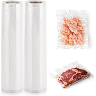 ASelected 2 rullar vakuumpåsar 28 x 600 cm vakuumfolie vakuumpåsar för alla vakuumtätare stark och slitstark sous vide lämplig återanvändbara vakuumrullar ASelected 2 rullar vakuumpåsar 28 x 600 cm vakuumfolie vakuumpåsar för alla vakuumtätare stark och slitstark sous vide lämplig återanvändbara vakuumrullar