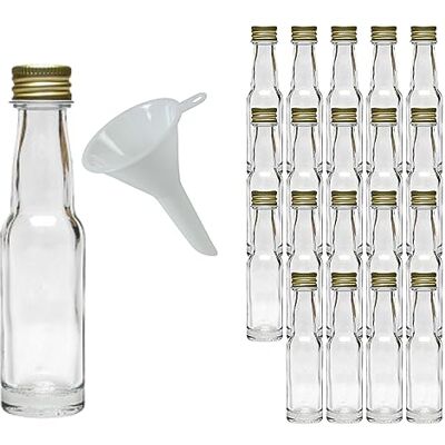 mikken 20 miniglasflaskor 20 ml med skruvlock inkl. tratt mikken 20 miniglasflaskor 20 ml med skruvlock inkl. tratt