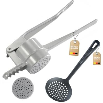 Westmark Spätzle-set, 2 delar, 1 spätzel- och potatispress med runda hål, Spätzlepresse + 1 skumslev, Gentle, Gjutet aluminium/PA, Silver/svart, 611022E8 Westmark Spätzle-set, 2 delar, 1 spätzel- och potatispress med runda hål, Spätzlepresse + 1 skumslev, Gentle, Gjutet aluminium/PA, Silver/svart, 611022E8