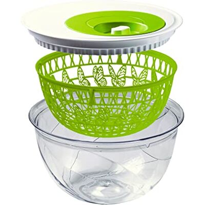 Snips Madame Butterfly salladsscentrifug, BPA-fri, 100% tillverkad i Italien, vit och grön, 4 l, 4 st Snips Madame Butterfly salladsscentrifug, BPA-fri, 100% tillverkad i Italien, vit och grön, 4 l, 4 st