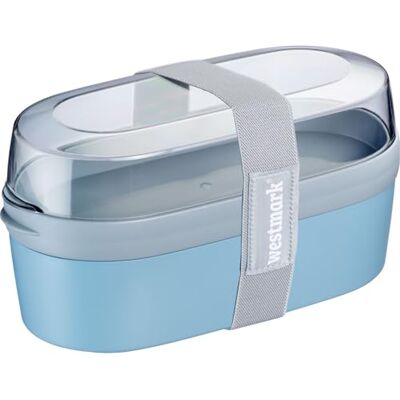 Westmark Matlåda Mini – Praktisk matlåda med facksystem i bento-stil, 760 ml och 830 ml behållare för mat, skola och kontor, mikrovågssäker, tillverkad i Tyskland – blå Westmark Matlåda Mini – Praktisk matlåda med facksystem i bento-stil, 760 ml och 830 ml behållare för mat, skola och kontor, mikrovågssäker, tillverkad i Tyskland – blå