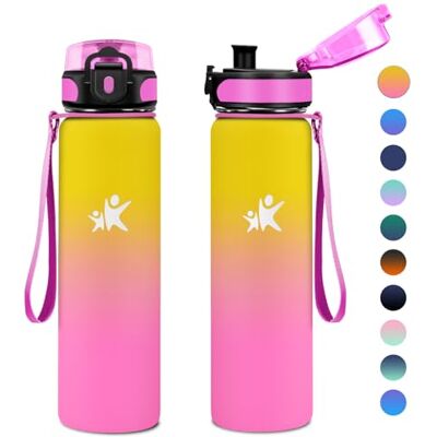 KollyKolla 1L rostfritt stål, vattenflaska, termisk flaska, återanvändbar vattenflaska, lätt att öppna, läckagesäker, BPA-fri, vattenflaska för camping, skola, gymnastik, sport KollyKolla 1L rostfritt stål, vattenflaska, termisk flaska, återanvändbar vattenflaska, lätt att öppna, läckagesäker, BPA-fri, vattenflaska för camping, skola, gymnastik, sport