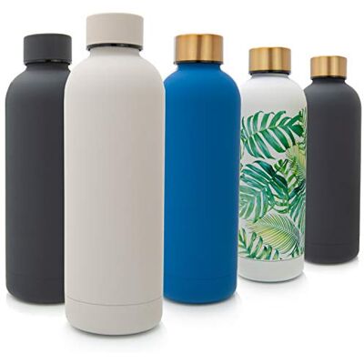 T&N Vattenflaska i rostfritt stål 500 ml – termosflaska 0,5 l för kontor – läckagesäker vattenflaska för kolsyra – termos på språng – vakuumflaska te kaffe – flaska bubbelvatten T&N Vattenflaska i rostfritt stål 500 ml – termosflaska 0,5 l för kontor – läckagesäker vattenflaska för kolsyra – termos på språng – vakuumflaska te kaffe – flaska bubbelvatten