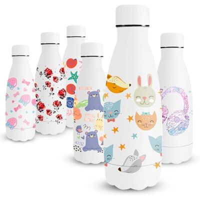 Vikaster Flaska i rostfritt stål, 350 ml, 350 ml, termisk flaska, 3D-tryck, vattenflaska för barn, BPA-fri, läckagesäker, skola, sport, camping Vikaster Flaska i rostfritt stål, 350 ml, 350 ml, termisk flaska, 3D-tryck, vattenflaska för barn, BPA-fri, läckagesäker, skola, sport, camping