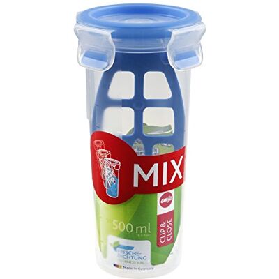 EMSA 508555 Clip & Stäng mixbägare med lock Mixinsats 0,5 liter rund transparent/blå EMSA 508555 Clip & Stäng mixbägare med lock Mixinsats 0,5 liter rund transparent/blå