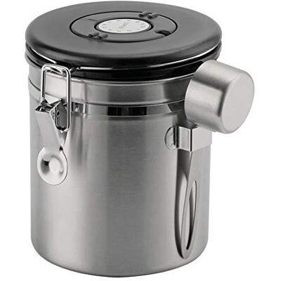Café Olé CC-500S Rostfritt stål bön- och malet kaffe förvaringsbehållare, 500 g dag/datumspårningsurtavla, mätskopa, lufttät vakuumtätning, silver Café Olé CC-500S Rostfritt stål bön- och malet kaffe förvaringsbehållare, 500 g dag/datumspårningsurtavla, mätskopa, lufttät vakuumtätning, silver