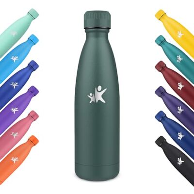 KollyKolla Termisk flaska, 500ml, Vattenflaska i rostfritt stål, vakuumflaska med dubbelvägg, läckagesäker termos, barnflaska för sport, skola, gym, resor, kontor Mörkblå KollyKolla Termisk flaska, 500ml, Vattenflaska i rostfritt stål, vakuumflaska med dubbelvägg, läckagesäker termos, barnflaska för sport, skola, gym, resor, kontor Mörkblå
