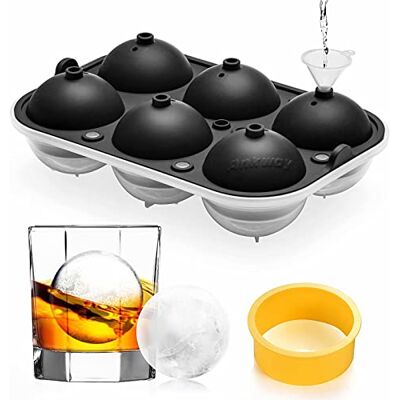 Ankway Isbitsform, 65 mm isbitsbehållare silikon isbitsformar stor kulskål, oppel läckagesäker design med tryckring för whisky Scotch cocktails öl juice choklad godis Ankway Isbitsform, 65 mm isbitsbehållare silikon isbitsformar stor kulskål, oppel läckagesäker design med tryckring för whisky Scotch cocktails öl juice choklad godis