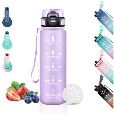 Grsta Vattenflaska för barn, 0,5 liters flaska, med tidsskala, lätt att rengöra, 500 ml vattenflaska med filter, motiverande flaska, flaskor för skola, kontor, camping, resor, lila Grsta Vattenflaska för barn, 0,5 liters flaska, med tidsskala, lätt att rengöra, 500 ml vattenflaska med filter, motiverande flaska, flaskor för skola, kontor, camping, resor, lila