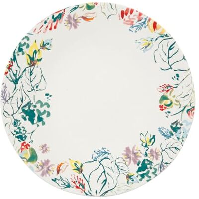 GENEVIEVE LETHU 533656 Platt tallrik Ø 27 cm i Grés Kollektion med tvärfält blommig dekor flerfärgad GENEVIEVE LETHU 533656 Platt tallrik Ø 27 cm i Grés Kollektion med tvärfält blommig dekor flerfärgad