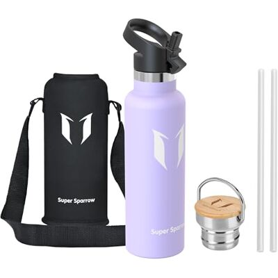 Super Sparrow Vattenflaska 620ml Rostfritt Stål Metallflaska Termos Standard Mun Giftfri BPA-Fri Perfekt Som Sportflaska 2 Lock Super Sparrow Vattenflaska 620ml Rostfritt Stål Metallflaska Termos Standard Mun Giftfri BPA-Fri Perfekt Som Sportflaska 2 Lock