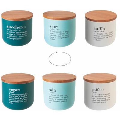 Tivoli Salt, socker och kaffe 3-pack 500 ml keramikburkar bambulock, Victionary Tivoli Salt, socker och kaffe 3-pack 500 ml keramikburkar bambulock, Victionary