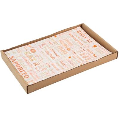 Hostelnovo 500 stycken fettbeständig Kraft vit 30 x 20 cm Hamburgare, Kebab, pommes frites, smörgås vaxad mat orange parolmönster Hostelnovo 500 stycken fettbeständig Kraft vit 30 x 20 cm Hamburgare, Kebab, pommes frites, smörgås vaxad mat orange parolmönster