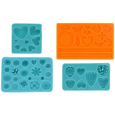 Graziano , Set med 4 silikonformar med mat- och stålhjärta tema, 4 st kakformar och choklad, tårtform för mousse, perfekt för glass, muffins, kex och gelé Graziano , Set med 4 silikonformar med mat- och stålhjärta tema, 4 st kakformar och choklad, tårtform för mousse, perfekt för glass, muffins, kex och gelé