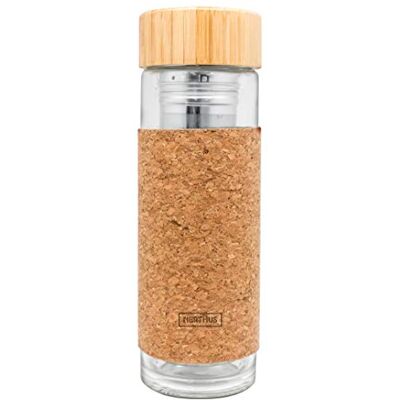 NERTHUS FIH 802 dubbelväggig teflaska med filter och kork 300 ml idealisk för te och infusioner NERTHUS FIH 802 dubbelväggig teflaska med filter och kork 300 ml idealisk för te och infusioner