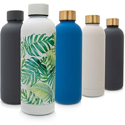 T&N Vattenflaska i rostfritt stål 500 ml – termosflaska för kontor – läckagesäker kolsyra – termos på språng – vakuumflaska te. Kaffe – Tropical Leaves Edition T&N Vattenflaska i rostfritt stål 500 ml – termosflaska för kontor – läckagesäker kolsyra – termos på språng – vakuumflaska te. Kaffe – Tropical Leaves Edition