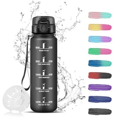 Grsta 500 ml Barnflaska, Motiverande vattenflaska med tidsmärkning, läckagefri gymflaska, graderad vattenflaska för vuxna, gym, arbete, skola, kontor, vandring, cykling, yoga Grsta 500 ml Barnflaska, Motiverande vattenflaska med tidsmärkning, läckagefri gymflaska, graderad vattenflaska för vuxna, gym, arbete, skola, kontor, vandring, cykling, yoga