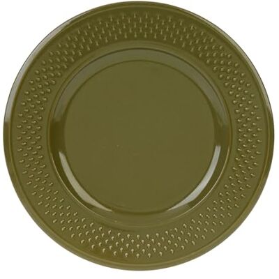 GENEVIEVE LETHU Mattallrik lergods risfröområde Ø 27 cm färg khaki dekor riskorn GENEVIEVE LETHU Mattallrik lergods risfröområde Ø 27 cm färg khaki dekor riskorn