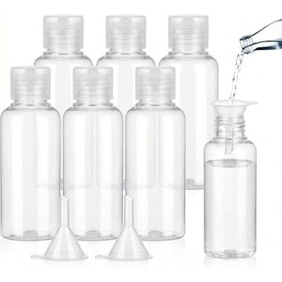 BillyBath Reseflaskor för fyllning 100 ml, 6 stycken flytande flaskor att fylla med 2 små trattar, transparenta plastflaskor sminkflaska duschgel behållare flaska set för schampo lotion BillyBath Reseflaskor för fyllning 100 ml, 6 stycken flytande flaskor att fylla med 2 små trattar, transparenta plastflaskor sminkflaska duschgel behållare flaska set för schampo lotion