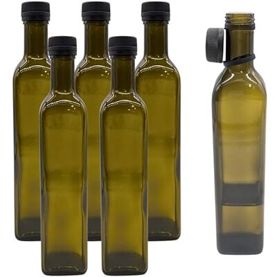 mikken 6 x oljeflaska 250 ml med pip grön/brun glasflaska med doserare och etiketter mikken 6 x oljeflaska 250 ml med pip grön/brun glasflaska med doserare och etiketter