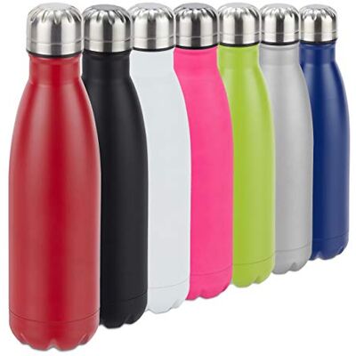 Relaxdays Vattenflaska rostfritt stål, läckagesäker, för kalla och varma drycker, vakuumisoleringsflaska, 500 ml, utomhus, röd Relaxdays Vattenflaska rostfritt stål, läckagesäker, för kalla och varma drycker, vakuumisoleringsflaska, 500 ml, utomhus, röd
