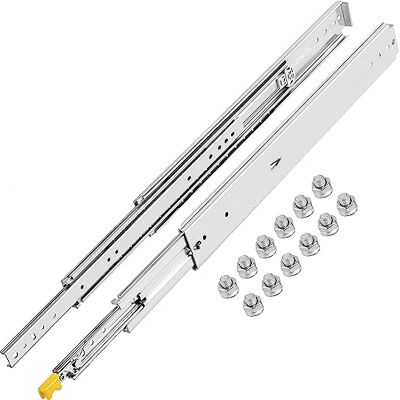VEVOR Lådskenor 914 mm, Utdragsskenor 36 tum, Full Utdragsskenor för Byrålådor, Dubbelt Kullager, Heavy Duty Drawer Slides, Silver VEVOR Lådskenor 914 mm, Utdragsskenor 36 tum, Full Utdragsskenor för Byrålådor, Dubbelt Kullager, Heavy Duty Drawer Slides, Silver