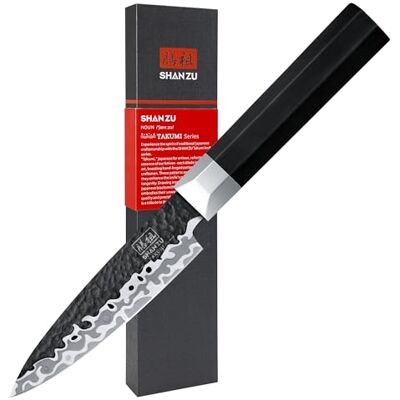 SHAN ZU Skalkniv 9,5cm Japansk Fruktkniv 7 Lager Smidd SHAN ZU Skalkniv 9,5cm Japansk Fruktkniv 7 Lager Smidd