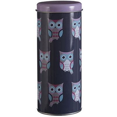 Premier Housewares Happy Owls förvaringsbehållare, tenn, blå, 8 x 8 x 18 cm Premier Housewares Happy Owls förvaringsbehållare, tenn, blå, 8 x 8 x 18 cm