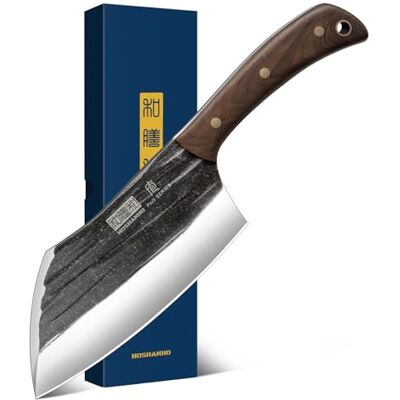 HOSHANHO 15 cm köttklyvarkniv, handsmidd slaktkniv för köttskärning, full tång kockknivar för kök, utomhusmatlagning, camping, grill HOSHANHO 15 cm köttklyvarkniv, handsmidd slaktkniv för köttskärning, full tång kockknivar för kök, utomhusmatlagning, camping, grill