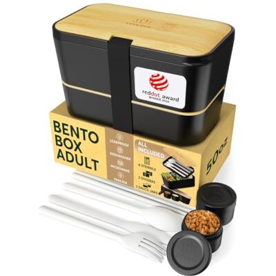 Bento-box - Bambuseffektlock - 1,5L - Kompakt Bento-box - Bambuseffektlock - 1,5L - Kompakt