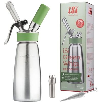 iSi grädddispenser Green Whip för vegansk och animalisk vispgrädde – 1 l – gräddsyfon av rostfritt stål – alla delar diskmaskinssäkra – för professionell användning – HACCP, NSF-certifierad iSi grädddispenser Green Whip för vegansk och animalisk vispgrädde – 1 l – gräddsyfon av rostfritt stål – alla delar diskmaskinssäkra – för professionell användning – HACCP, NSF-certifierad