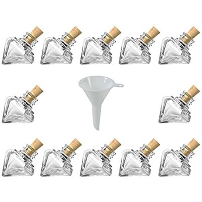 Viva Haushaltswaren miniglasflaskor 15 ml diamantformade med korkproppar och 5 cm diameter trattuppsättning med 12 Viva Haushaltswaren miniglasflaskor 15 ml diamantformade med korkproppar och 5 cm diameter trattuppsättning med 12