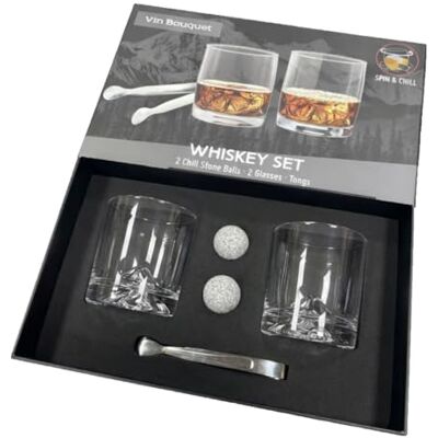 VB VIN BOUQUET FI 1552 Premium Whisky Set med Mountain Design, 360 ml, 2 granitstenar kylare, pincett i rostfritt stål, presentförpackning VB VIN BOUQUET FI 1552 Premium Whisky Set med Mountain Design, 360 ml, 2 granitstenar kylare, pincett i rostfritt stål, presentförpackning