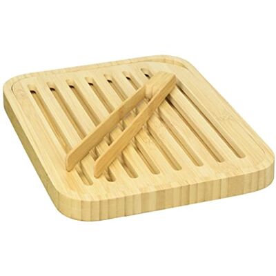Pebbly nba055 Uppsättning brödbräda och rostat bröd tång, bambu beige 26 x 20 x 2 cm Pebbly nba055 Uppsättning brödbräda och rostat bröd tång, bambu beige 26 x 20 x 2 cm