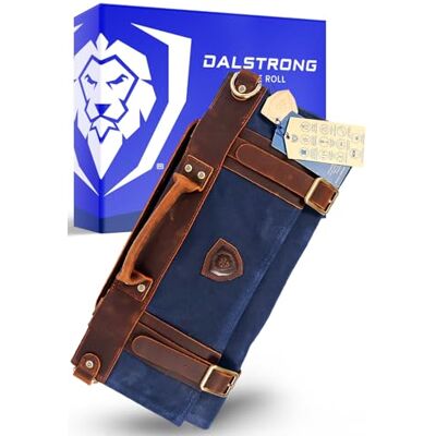 DALSTRONG Nomad knivrulle 350 ml slitstark kanvas och toppkornigt läder rullväska 13 fack inre och bakre fickor med dragkedja reseförvaring/fodral ( blå) DALSTRONG Nomad knivrulle 350 ml slitstark kanvas och toppkornigt läder rullväska 13 fack inre och bakre fickor med dragkedja reseförvaring/fodral ( blå)
