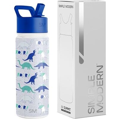 Simple Modern vattenflaska för barn med sugrör Isolerat rostfritt stål återanvändbar glas för skola, flickor, pojkar Summit Collection 530 ml Dinosaurie ryta Simple Modern vattenflaska för barn med sugrör Isolerat rostfritt stål återanvändbar glas för skola, flickor, pojkar Summit Collection 530 ml Dinosaurie ryta