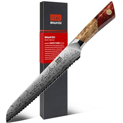 SHAN ZU Damaskus Brödkniv 20 cm med Japansk SG2-pulverstålkärna SHAN ZU Damaskus Brödkniv 20 cm med Japansk SG2-pulverstålkärna