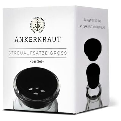 Ankerkraut Ankarweed spridare tillbehör för korkglas för enkel dosering, set om 3 stora, 6 mm hålstorlek Ankerkraut Ankarweed spridare tillbehör för korkglas för enkel dosering, set om 3 stora, 6 mm hålstorlek